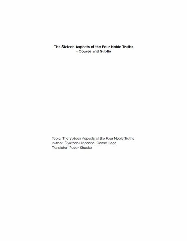 HappyMonksPublication - The Sixteen Aspects of the Four Noble Truths - front