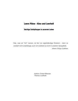 HappyMonksPublication - Leere Filme - Kino und Leerheit - front