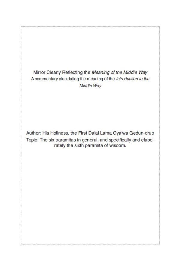 Mirror Clearly Reflecting the Meaning of the Middle Way - front - Happy Monks Publication